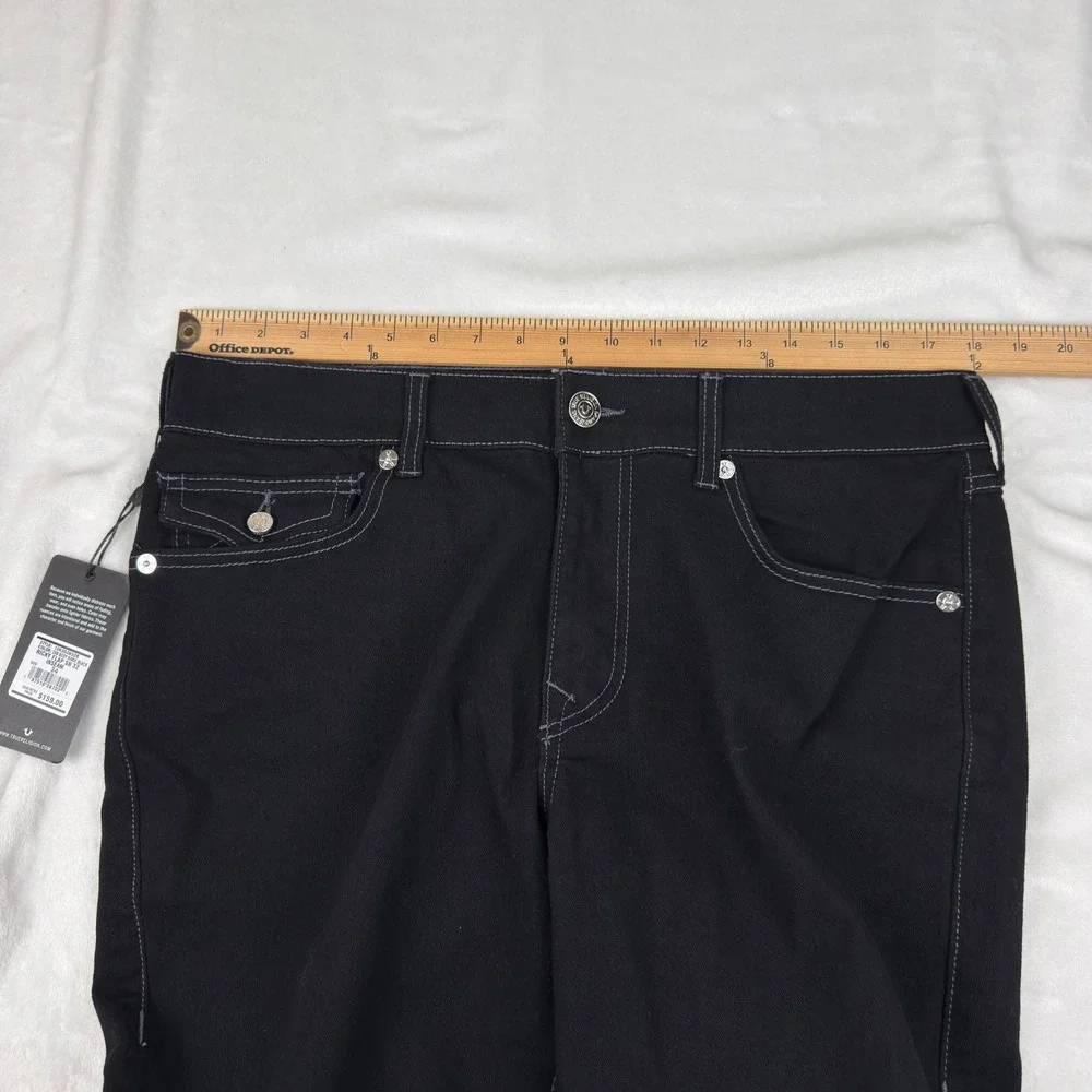 True Religion Ricky Flap SN Black Jeans Mens 34x32 (36 waist) Straight Leg NEW